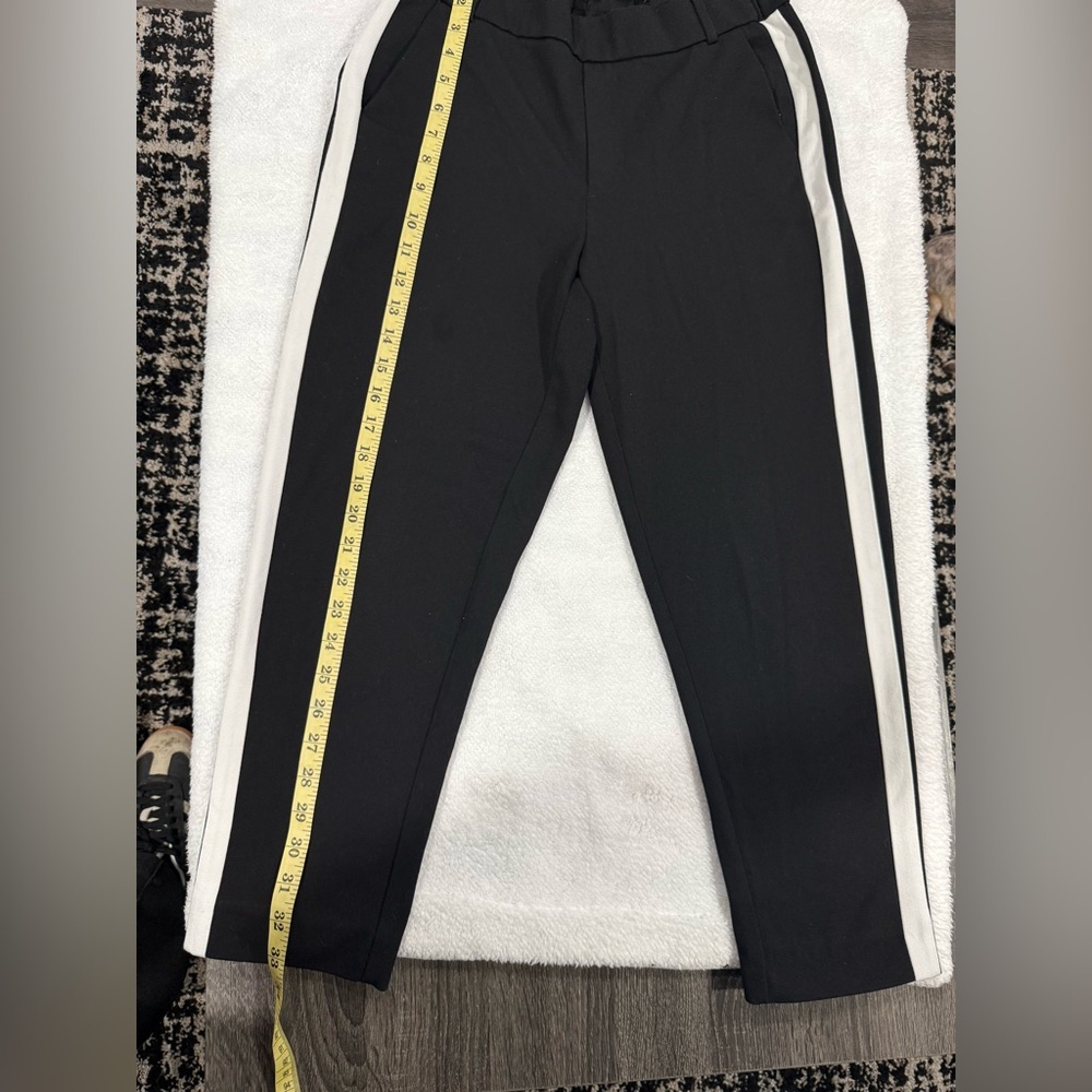 Zara Black Pants with White Stripes - Picture 2 of 12